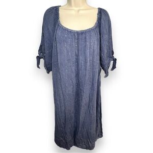 MLLE. Gabrielle Tie Sleeve Metallic Blue Dress Size 3X